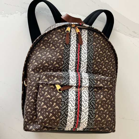 Burberry Monogram Stripe Print E-canvas Backpack - Picture 10 of 15